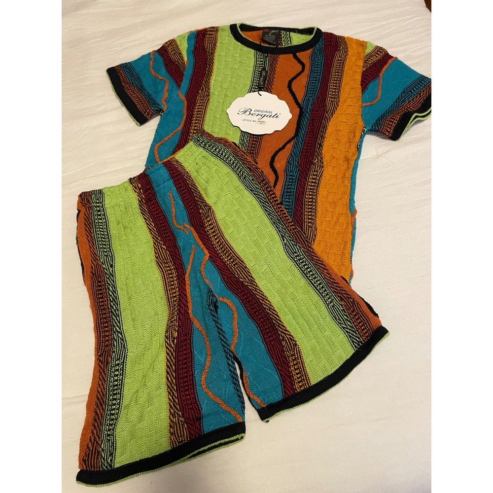 Bergati Kids Boys Girls Knit Sweater Shirt Shorts Set‎ Orange Green Teal Size 6